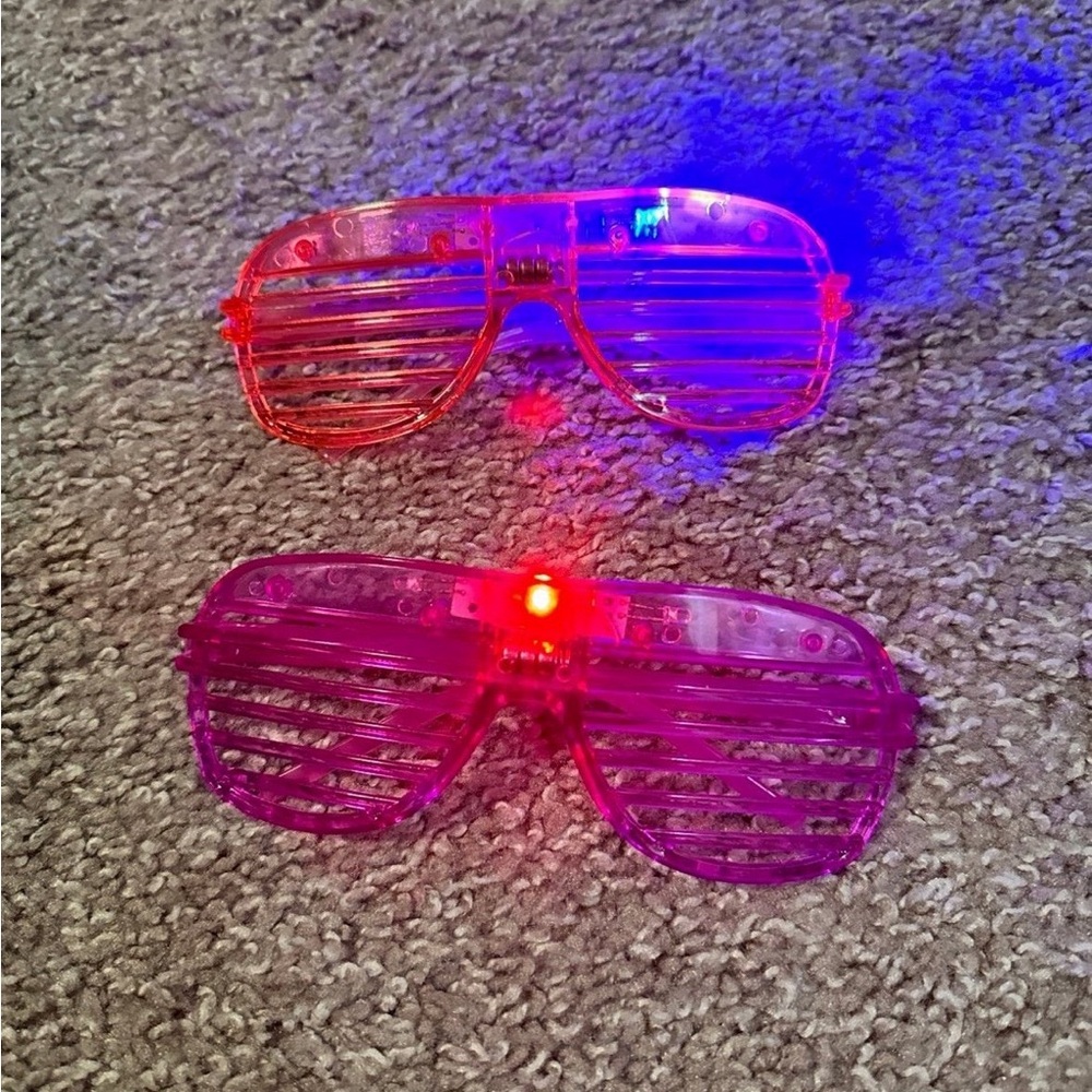 Plastic Light Up Party Shade Neon Glasses Pink Purple Rave Costume Y2K Set of 2